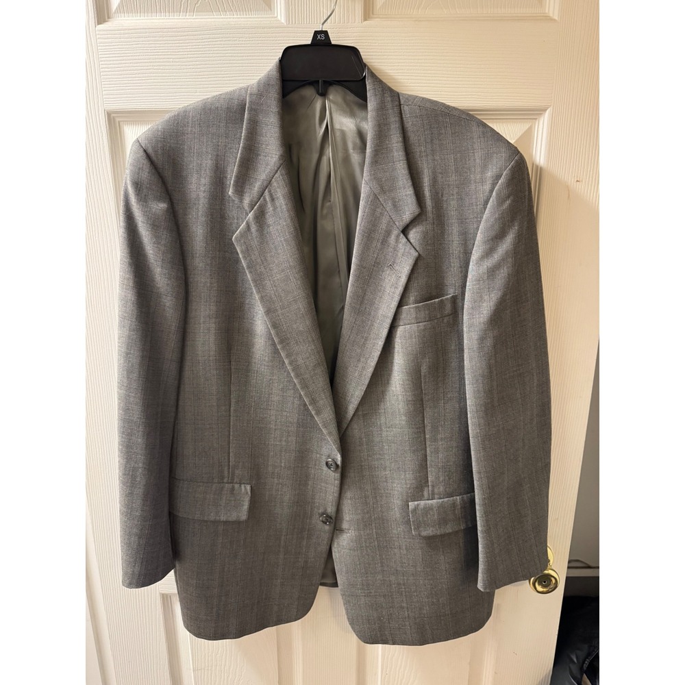 Hart Schaffner Marx Men's 43R Gray Plaid Wool Blazer Sport Coat Jacket